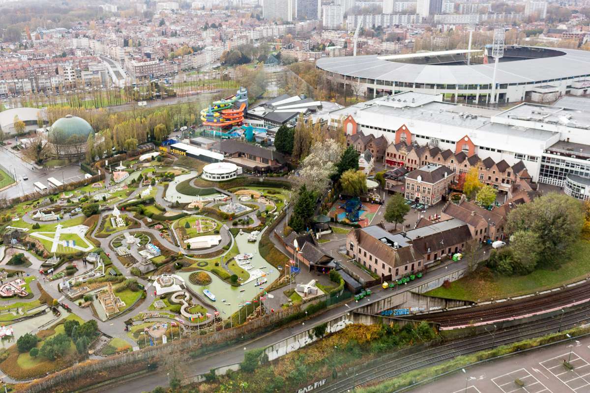 Mini-Europe theme park in Brussels, as seen from inside the Atomium